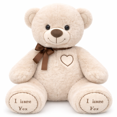 Мишка сердце вышивка 65-70 см арт. 84257 белый