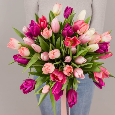Букет из 51 Тюльпана (розовый МИКС) 7336