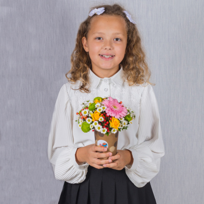 Школьный стаканчик с герберой N 38185