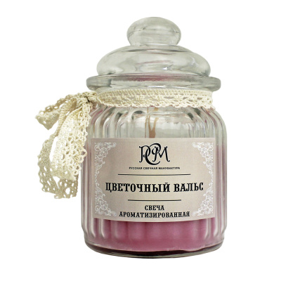 Свеча в банке ЦВЕТОЧНЫЙ ВАЛЬС, 45 ч