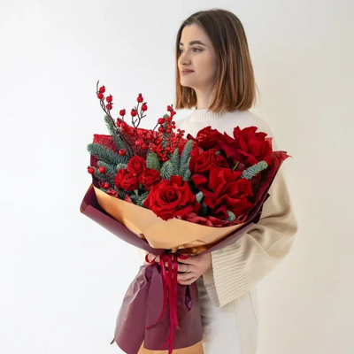 Букет "Французский поцелуй" из красных роз N91396