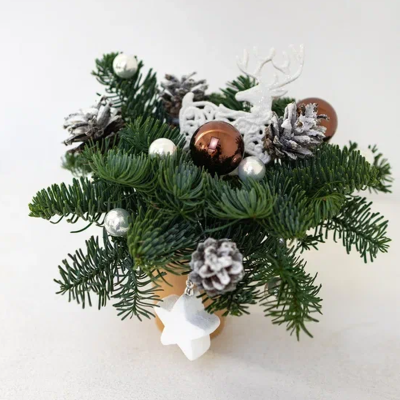Композиция из еловых веток в стаканчике "Сказочный олень" N 90862