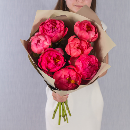 Букет из 7 пионов Корал шарм. арт. 50580-Кор